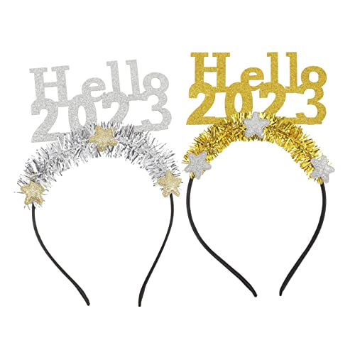 BCOATH 2st Neues Jahr Stirnband Neues Jahr Haarband Glitzerstern-stirnband Stirnband Aus Draht Frohes Neues Stirnband 2023 Neujahr Stirnbänder Tiara Silvester-party-dekoration Pvc von BCOATH