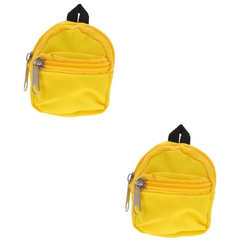 BCOATH 2st Puppenrucksack Puppengepäck Mini-Rucksack-Spielzeug Kleiderschrank Büchertasche Zubehör Für Babypuppen Puppengeldbeutel Puppenkleidung Mädchen Rucksäcke Polyester Yellow von BCOATH