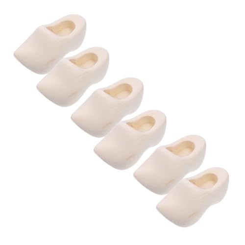 BCOATH 3 Paar Clogs Modell Puppenhaus Deko Zubehör DIY Ornament Leere Holzschuhe Puppenhaus Layout Dekor Mini Schuh Spielzeug Miniatur Holzschuhe Dekor Puppenhaus Ornament Mini von BCOATH