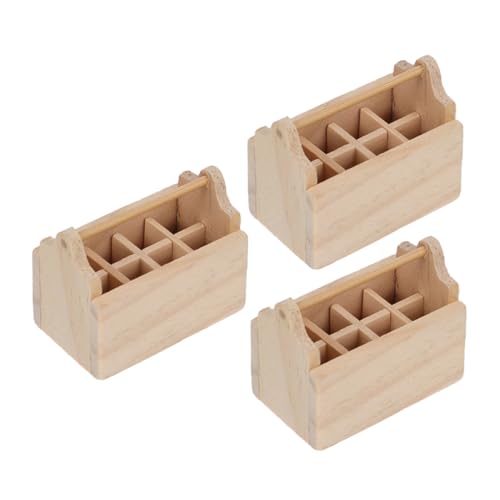 BCOATH 3 STK Kleine Werkzeugkiste Miniaturmöbel Mini- -werkzeugkasten Zubehör Für Miniaturpuppenhäuser Miniaturschmuck Mini-werkzeugkasten Foto-Requisite Mini-Toolbox-Modell Holz Khaki von BCOATH