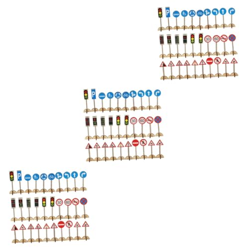 BCOATH 3 Sätze Verkehrszeichenmodell Verkehrszeichen-Spielzeug Spielzeug für Kinder verkehrszeichen Spielzeug verkehrszeichen Kinder Straßenverkehrszeichen Mikro-Szene-Spielzeug 30 Stück von BCOATH