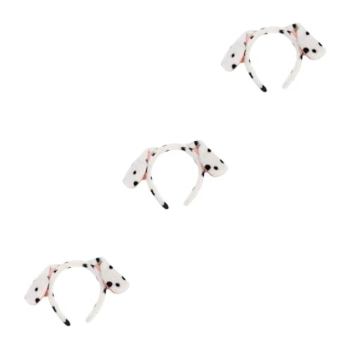 BCOATH 3 Stk Welpen Stirnband Dalmatinisches Stirnband Plüsch-Tigerohr-Kopfbedeckungen Welpen Ohren Haare Hund tier haarreif faschings haarschmuck stoff kopfschmuck schöner Haarreif Weiß von BCOATH