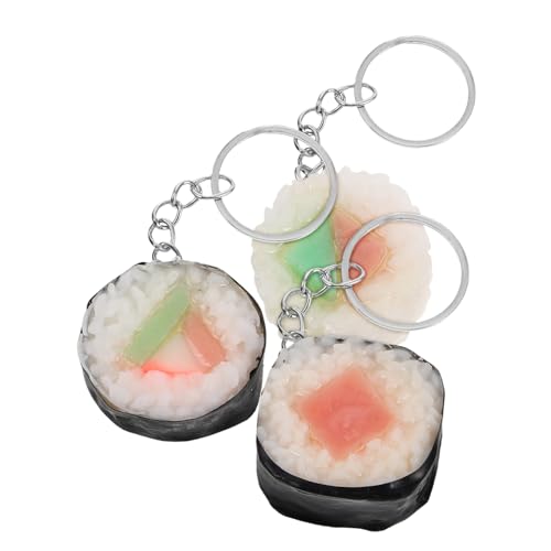 BCOATH 3 Stück Japanischer Sushi Dreieck Reisbällchen Schlüsselanhänger Realistisches Lebensmittelmodell Tasche Rucksack Anhänger Kreative Fotografie Requisiten Heimdekoration Für von BCOATH