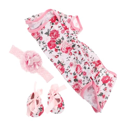 BCOATH 3 Stück Puppenkleidung Accessoires Mädchen Outfits Neugeborenen Mädchen Outfits Rosenmuster Body Wiedergeborene Babykleidung Neugeborenen Strampler Puppenzubehör von BCOATH