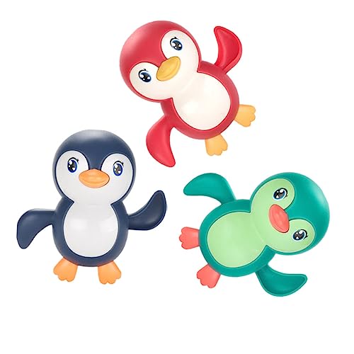 BCOATH 3 Stück Uhrwerkspielzeug Badespielzeug Kinderduschspielzeug Badewannenspielzeug Pinguin Wasserspielzeug Pinguinspielzeug Wasserspielspielzeug Schwimmbadspielzeug Krabbelpinguin von BCOATH