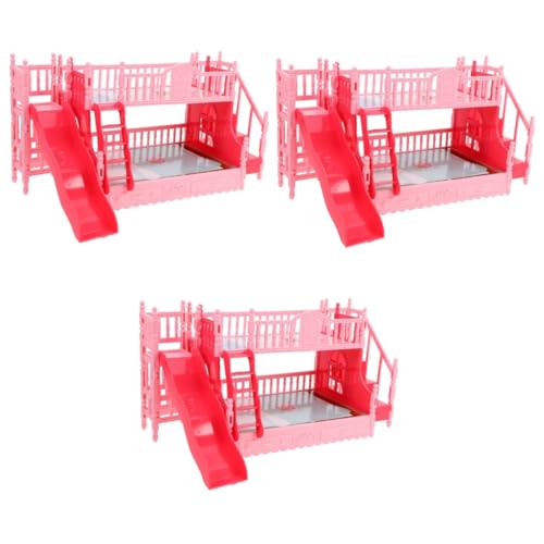 BCOATH 3 Teiliges Puppen Etagenbett Set Spielset Zubehör Doppel Etagenbetten Mädchen Zubehör Puppenhaus Mini Möbel Modelle Puppenschlafzimmer Etagenbett Mini Etagenbett von BCOATH