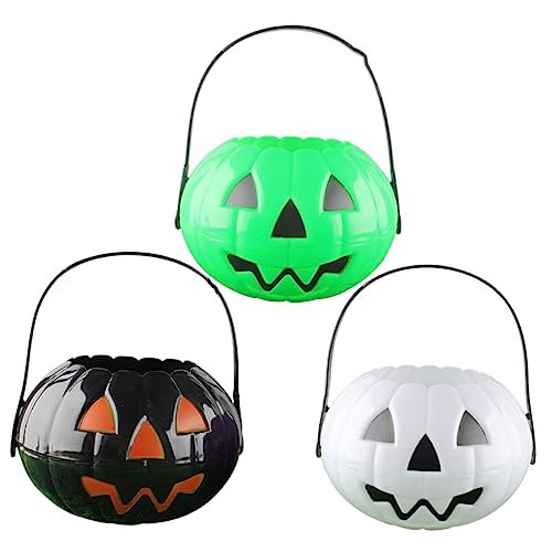 BCOATH 3St Halloween verzierter Kürbis-Süßigkeits-Eimer Halloween-Farbeimer Halloween-Ornamente halloween halloween assecoires Hexenkürbisbehälter Kürbis süßer Halter Black von BCOATH