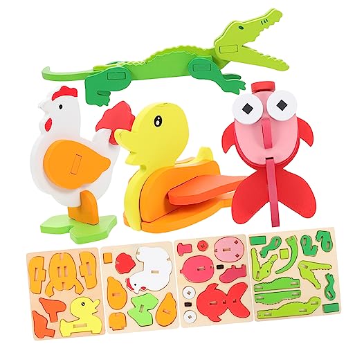 BCOATH 4 Sätze Puzzle Formpassendes Spielzeug Formspielzeug Tierrätsel Für Kinder Geformtes Bauspielzeug Holziges Spielzeug Tierspielzeug Kinderspielzeug Bausteine ​​für Kinder Hölzern von BCOATH