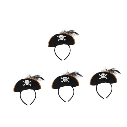 BCOATH 4 Stück -Hut-Stirnband Piraten-Cosplay-Requisiten Piratenkapitän Kostümmütze halloween haarschmuck halloween haarreif Halloweenkostüm Piratenkostüm-Requisiten Vlies Black von BCOATH