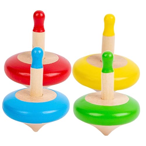 BCOATH 4 Stück Kleiner Kreisel Lustiger Kinderkreisel Vintage-Spielzeug Kreiselspielzeug Für Kinder Fliegendes Spielzeug Verschleißfestes Kreiselspielzeug Lustiges Kinderspielzeug Holz von BCOATH