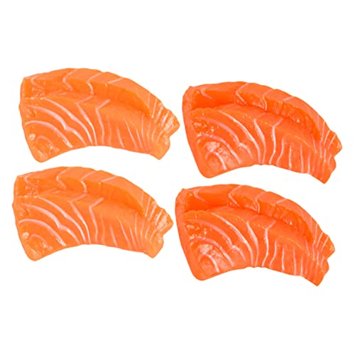 BCOATH 4 Stück Lachs-Modell Realistischer Gefälschter Lachs Gefälschte Lachsscheiben Simulierter Lachs Künstliche Lachsrequisiten Künstliche Nahrungsmodelle Simulierte Lachsrequisiten PVC von BCOATH