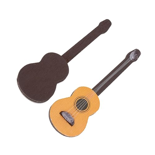 BCOATH 4 Stück Mini-Gitarre aus Holz holzspielzeug holzspielsachen Holzornament Geschenkeidee puppenhauszubehör Miniaturmöbel Miniaturen Holzschmuck Miniatur-Gitarrenfiguren Bambus von BCOATH