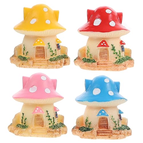 BCOATH 4 Stück Miniatur-Feengarten-Accessoires winziges Pilzornament Mikrolandschafts-Pilzdekore Home Decor wohnungsdeko hausdeko bastelset Miniatur-Dekor Cartoon pilzförmiges dekor Harz von BCOATH