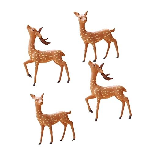 BCOATH 4 Stück Spielzeug Desktop-hirschmodell Kuchen Hirsch Dekor Kuchen-Hirsch-Statue Miniaturen Schmücken Miniatur-tierschmuck Hirsch Figur Mikrolandschaftsornament Mini-Hirsch PVC von BCOATH