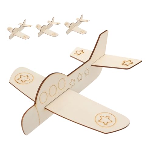 BCOATH 4 Stück Spielzeug Zum Ausmalen Malerei Flugzeugmodell Spielzeug Bastelflugzeug-Ornament Bausatz Papierflieger Flugzeug-gastgeschenke Leeres Mini-flugzeugmodell Hölzern Khaki von BCOATH