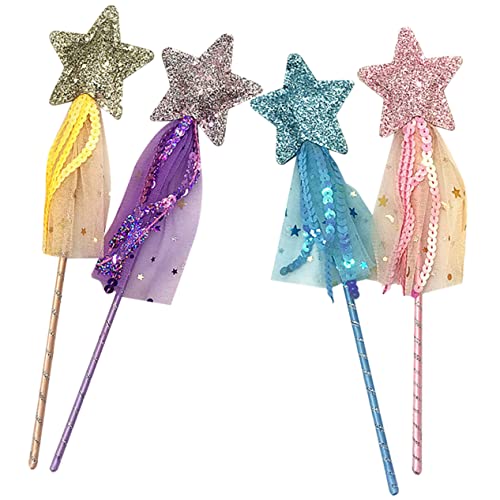 BCOATH 4 Stück Zauberstab Fairy Wand igelkostümkinder jucarii pentru copii Toy for The Teachers Kinderspielzeug Exquisite Feenstäbe sternförmiger Feenstock dekorative Hexenstäbe Plastik von BCOATH