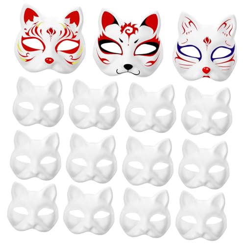 BCOATH 45 Stk Zellstoff-Blank-Maske Maske Katze Handdekor Oper Maskerade Maskerade-Maske des weißen Fuchses DIY-Malmasken halloween masken halloweenmaske Maskerade Zubehör Weiße DIY-Maske von BCOATH