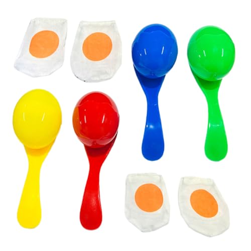 BCOATH 4er Set Bunte Eier Und öffel Rennen Spielset Interaktives Für Ideal Für Outdoor Partys Und Gruppenspiele Spaß Für Die Ganze Familie Egg and Spoon Race Game von BCOATH