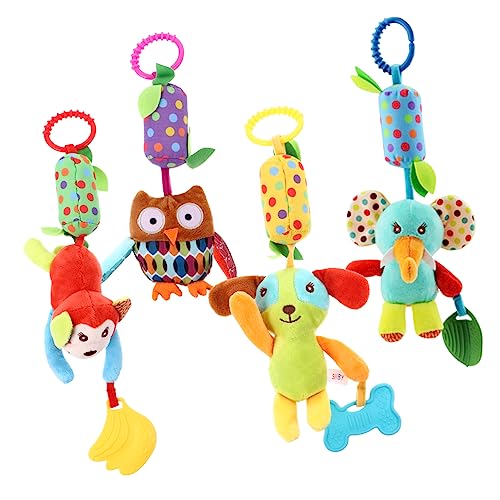 BCOATH 4pcs Entzückende Baby Rasseln Spielzeugplüschtiere Formen Rasseln Hängende Puppe von BCOATH