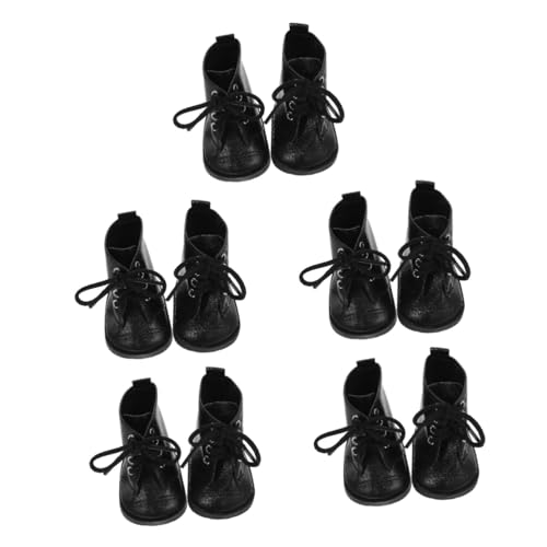 BCOATH 5 Puppenstiefel Stiefel Für 18-Zoll-Puppen Steppschuhe Für Mädchenpuppen Mini-schuhverzierung Miniatur-Schuhe Mini-Schuh-dekor 18-Zoll-Puppe Mini-Schuhe Black von BCOATH