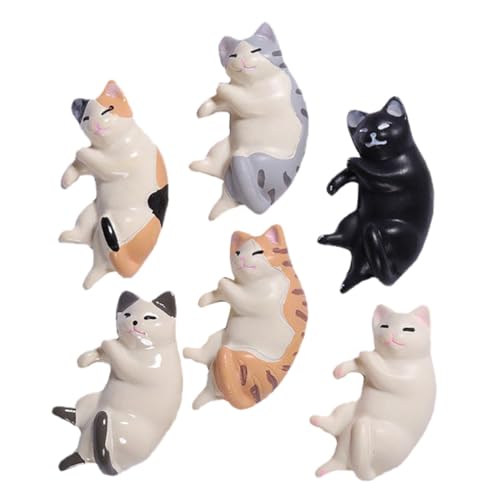 BCOATH 6 Stück Miniatur Katzenfiguren Mikro Landschaft Katzenstatuen Für Kreative Deko Realistische Katzenfiguren Für Tortendeko Und Katzenliebhaber Perfekt Für Vitrinen Und von BCOATH