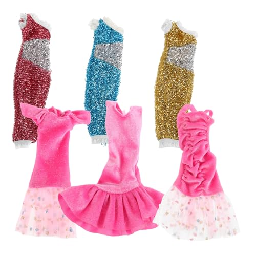 BCOATH 6 Stück Pailletten Babydoll Kleid Kleidungszubehör Für Hochzeitsgäste Kleid Prinzessin Puppenkleid Formelles Kleid Glitzernde Puppe Sommerkleid Prinzessin Polyester von BCOATH