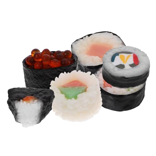 BCOATH 6 Stück Simulationslebensmittel, Realistische Sushi-Dekoration Für Die Küche, Künstliche Lebensmittel Für Sammler Und Fotografie, Miniatur-Sushi Für Puppenhaus von BCOATH