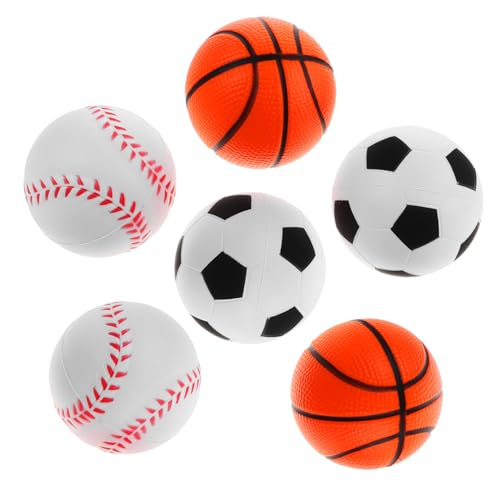 BCOATH 6 Stück Sport Quetschbälle Set Mini Fußball Basketball Und Baseball Sensorisches Stressabbau Spielzeug Für Kinder Und Erwachsene Gummibälle Für Handtraining Und Entspannung von BCOATH