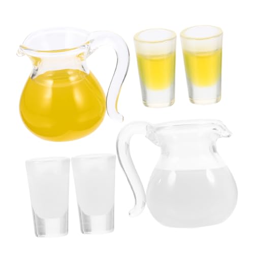 BCOATH 6 Teiliges Miniatur Set Aus Saft Und Milchkrügen Für Puppenhäuser Dekorative Mini Kaffeekannen Und Becher Für Puppenhaus Zubehör Und Spielszene von BCOATH