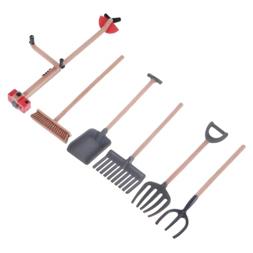 BCOATH 6-teiliges Set Garten-Werkzeug-Ornament Zen-Garten Mit Sandrechen Mini-Farming-Tool Sandgartenrechen Sandgartenzubehör Modell Für Landwirtschaftliche Werkzeuge Sandkastenfigur PVC von BCOATH