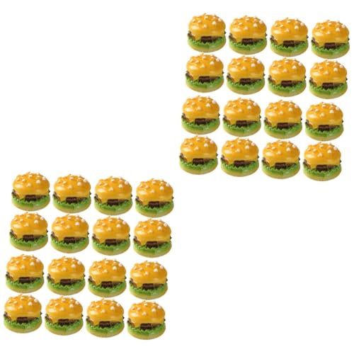 BCOATH 60 STK Simulationsburger Fleischburger Realistisch Künstlich Spielzeug Burger-Modelle Foto-Requisiten Gefälschte Burger-dekore Haarspangen Bezaubern Mini Burgerfiguren Yellow Harz von BCOATH