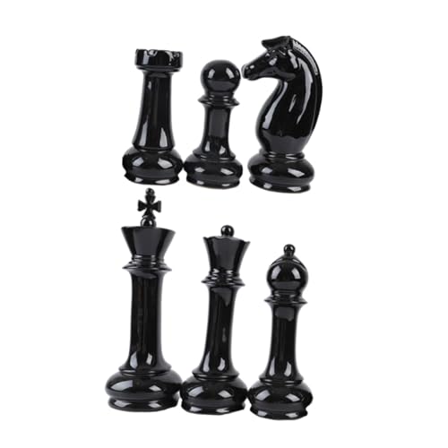 BCOATH 6St Schach Ornamente Schach Tischdekoration Schachkönig Ritterstatue Schach hängende Ornamente Schachbrett schachcomputer Schachverzierung aus schwarzer Keramik Schach Dekor Black von BCOATH