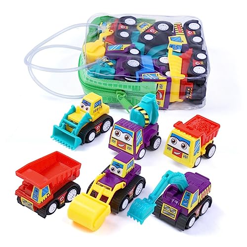 BCOATH 6er Set Mini Inertial Spielzeugautos Ingenieurfahrzeuge Für Kleinkinder Bagger Bulldozer Dumper Betonmischer Straßenwalze Zufällige Farben Lernspielzeug Für von BCOATH