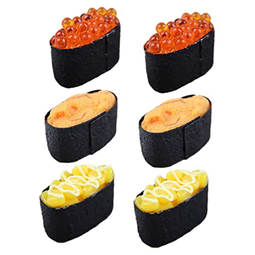 BCOATH 6st Sushi-Simulation Gefälschte Sushi-Fotografie-Requisiten Lebensechtes Sushi-Modell Faux-Fleisch-Modell Künstliches Sushi-Modell Gefälschtes Sushi Künstliches Sushi-dekor PVC von BCOATH