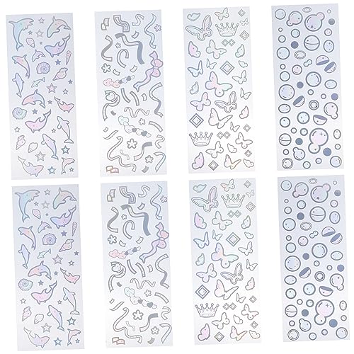 BCOATH 8 Blätter PVC-Aufkleber Aufkleber Machen Aufkleber Pinzette Alte Aufkleber Herzaufkleber Aufkleber- DIY-Material Scrapbook-Aufkleber Für Kinder Scrapbooking-Aufkleber von BCOATH