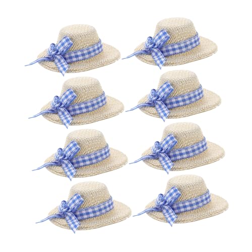 BCOATH 8 STK Strohhut Mini-Sombrero-hüte Puppenstrohhüte Miniatur-puppenhüte Zubehör Für Babypuppen Minihüte Zum Basteln Miniaturhut Mini-hüte Mini-hexenhüte Mini-strohhüte Weben Beige von BCOATH