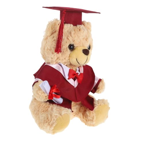 BCOATH Abschlussbär Kuscheltier Plüschbär Mit Talar Und Abschlussmütze Abschlussklasse 2025 Abschlussdekoration Für College High School Abschlussparty Gastgeschenk Rot von BCOATH