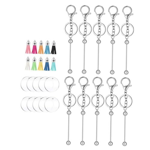 BCOATH 10 Pack Acryl Keychain Blank Kits Dekorative Quasten Schlüsselanhänger Für von BCOATH