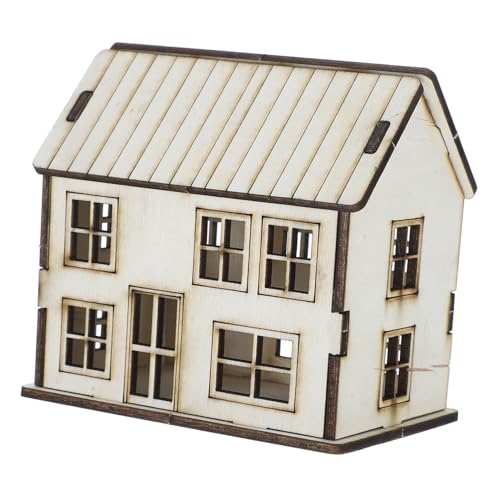 BCOATH DIY Miniatur Holzhaus Bausatz Für Und Erwachsene Zur Weihnachtsdorf Dekoration Unvollendete Holzhäuser Zum Bemalen Zusammenbau Puzzle Für Urlaubsszene Beige 2 von BCOATH