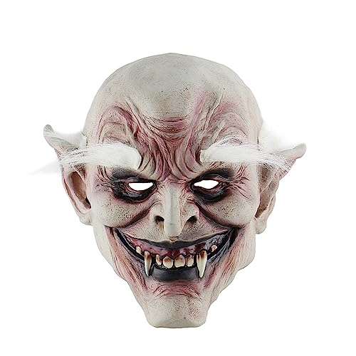 BCOATH Gruselige Halloween Cosplay Maske Mit Weißen Augenbrauen Erschreckende Geistermaske Für Erwachsene Ideal Für Horror Partys Und Halloween Verkleidungen von BCOATH