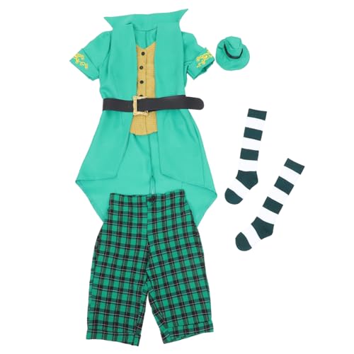 BCOATH Halloween Kinder Mädchen Lucky Fairy Leprechaun Kostüm Kind Grün St. Patrick's Day Outfit Ausgefallene Kleidung Hut Top Hosen Anzug Grün Größe L (130-140cm) von BCOATH