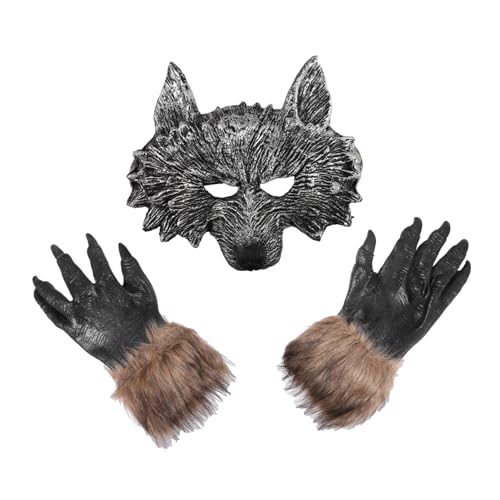 BCOATH Halloween Werwolf Maske und Handschuhe Detailreiche Masquerade Wolfskostüm Kombination für Damen und Herren für Party Cosplay Bühnenauftritte und Halloween Fest BCOATH Halloween Werwolf Maske und Handschuhe Detailreiche Masquerade Wolfskostüm Kombination für Damen und Herren für Party Cosplay Bühnenauftritte und Halloween Fest von BCOATH
