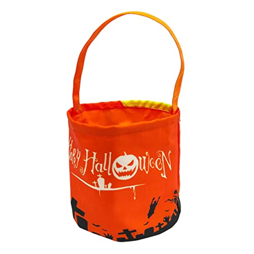 BCOATH Halloween-lichteimer Beleuchten Sie Den Halloween-eimer Eimer Mit Griffen Tragbarer Kürbiseimer Süßigkeiteneimer Für Kinder Halloween-schmuck Halloween-süßigkeitenschale Segeltuch von BCOATH