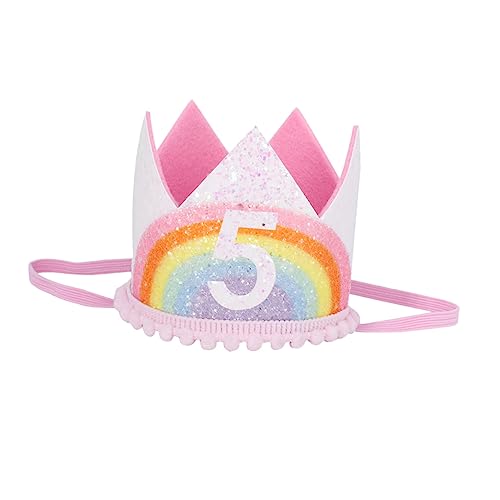 BCOATH Kronen spitze Haarband bandana stirnband Hauben für Kinder stirnbänder party mitgebsel kinder kinderparty mitgebsel Mützen für Geburtstagsfeiern Zahlenkronenhut Stoff Rosa von BCOATH