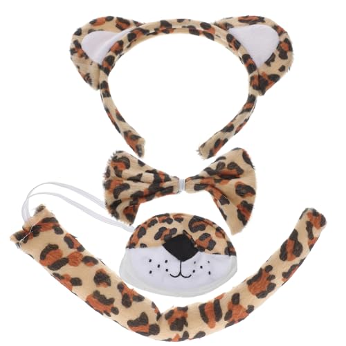 BCOATH Leoparden Kostüm Set Leopard Ohren Stirnband Nasenprop Verstellbar Bequem Karneval Fasching Party Halloween Cosplay Zubehör BCOATH Leoparden Kostüm Set Leopard Ohren Stirnband Nasenprop Verstellbar Bequem Karneval Fasching Party Halloween Cosplay Zubehör von BCOATH