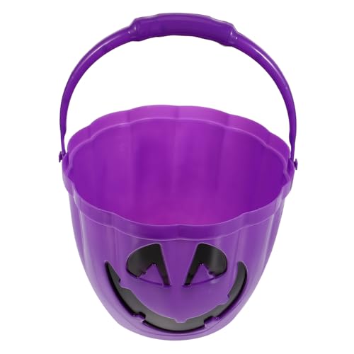 BCOATH Leuchtender Kürbiseimer Jack o Lantern Eimer Mini-kürbiseimer Süßigkeitenbehälterr Süßigkeiten Eimer Leuchtende Süßigkeiteneimer Trick or Treat Eimer Aufleuchten Plastik Violett von BCOATH