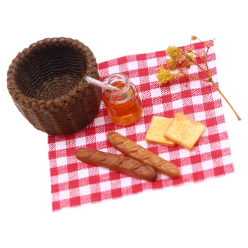 BCOATH Mini Frühstücksset Für Puppenhaus 8 Teiliges Set Mit Mini Brotkorb Honigglas Und Schwarzbrot Ideale Dekoration Für DIY Puppenhaus Und Miniatur Küche von BCOATH