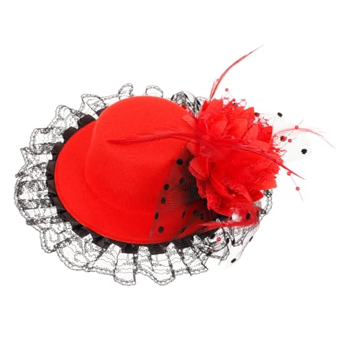 BCOATH Mini Hut Haarclip mit Rotem Schmuckkleinigkeit Kleiner Top Hat Haarschmuck für Mädchen Bühnenauftritt Tanzparty Geburtstags Teeparty Accessoire BCOATH Mini Hut Haarclip mit Rotem Schmuckkleinigkeit Kleiner Top Hat Haarschmuck für Mädchen Bühnenauftritt Tanzparty Geburtstags Teeparty Accessoire von BCOATH