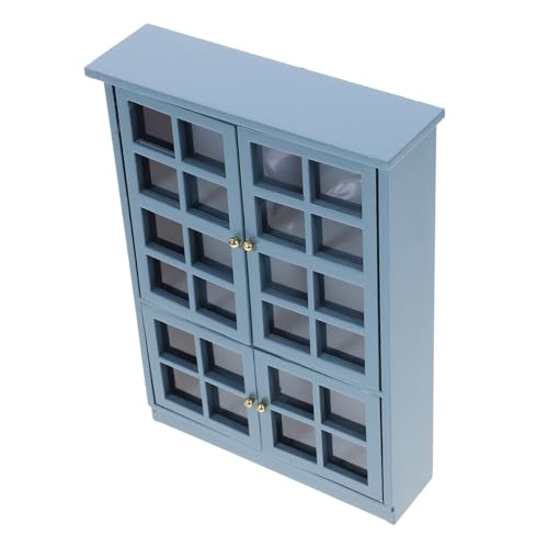 BCOATH Minischrank Puppenhaus Bücherregal Modell Vitrine Miniaturschrank Mini-Hausmöbel schließblech lagerschrank kleiderspind Mini-Hausschrankmodell Miniatur-Holzschrank Sky-Blue von BCOATH