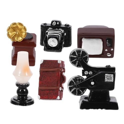 BCOATH Möbel Retro Möbelmodelle Hausdekoration Kerosinlampe Fernseher Phonograph Schallplatte Simulierte Elektrogerät Elektrogeräteset Miniatur für Puppenhaus Miniaturmöbel Vintage von BCOATH